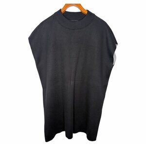 Eileen Fisher Sz Small Ribbed Sleeveless Tank Tunic Black Organic Cotton Blend.